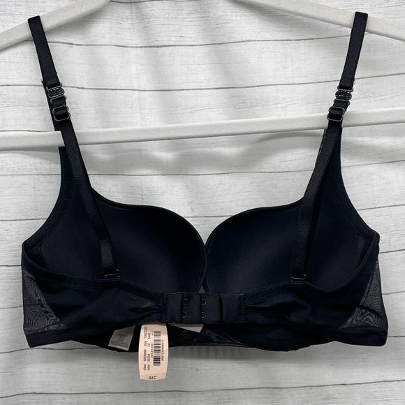 NWT-Victoria's Secret Womens Padded Demi Pushup Bra Size 32C  Black Underwire - Picture 7 of 9